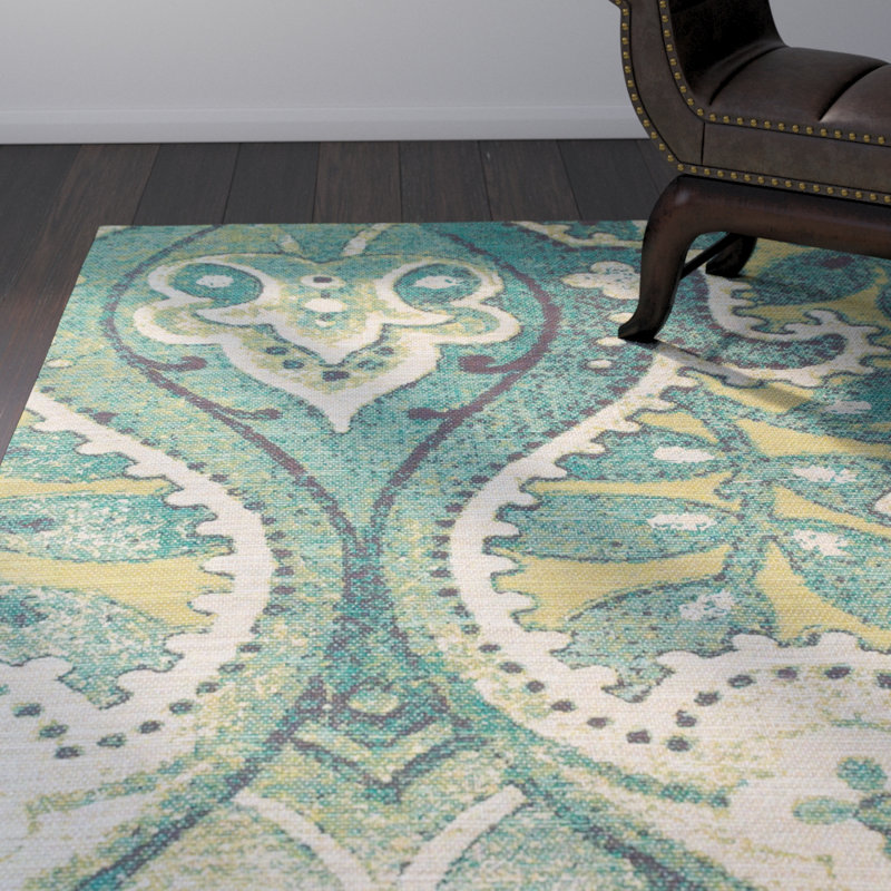 Bloomsbury Market Joshawn Paisley Handmade Jute/Sisal Teal Area Rug